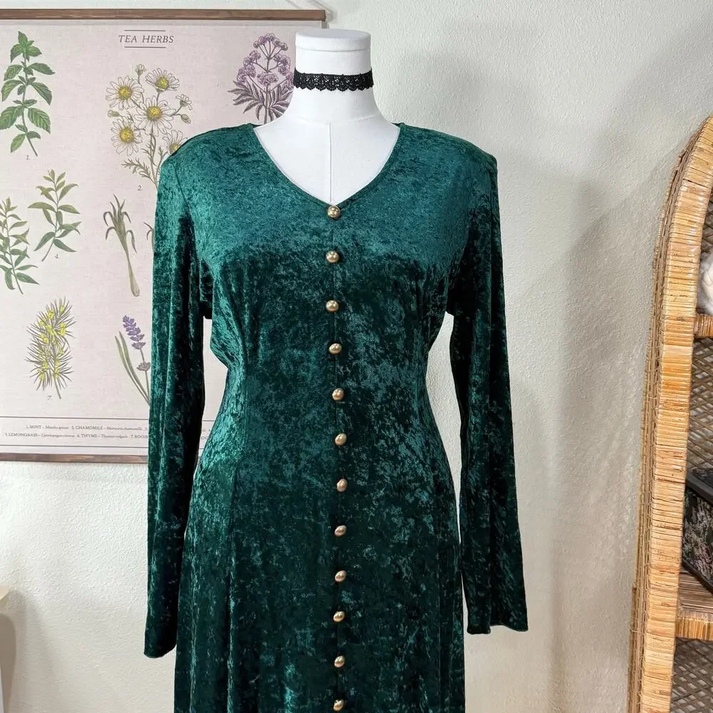 Vintage 80 90s Velvet Lace Up Back Dress Whimsigoth Witchy Romantic Goth Fairy M - Picture 3 of 6